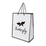Branded Newquay White Paper Bag with trim and contrasting rope handles