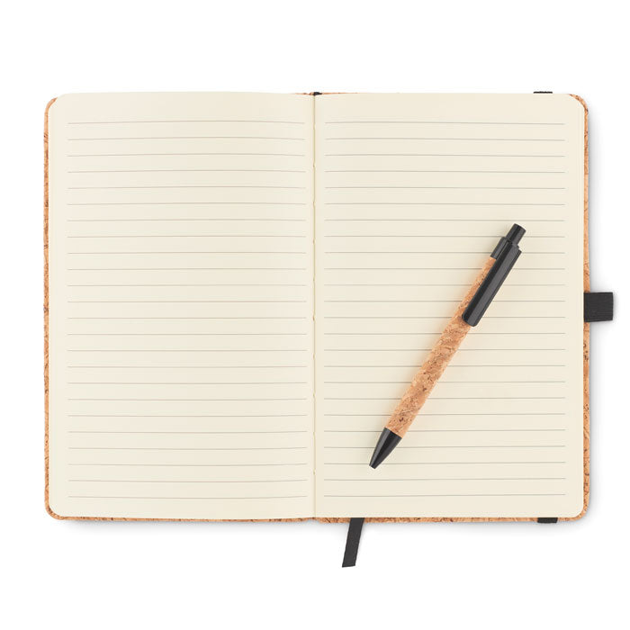 Branded A5 cork notebook with pen