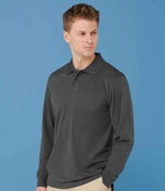 Henbury Unisex Long Sleeve Coolplus® Piqué Polo Shirt Charcoal