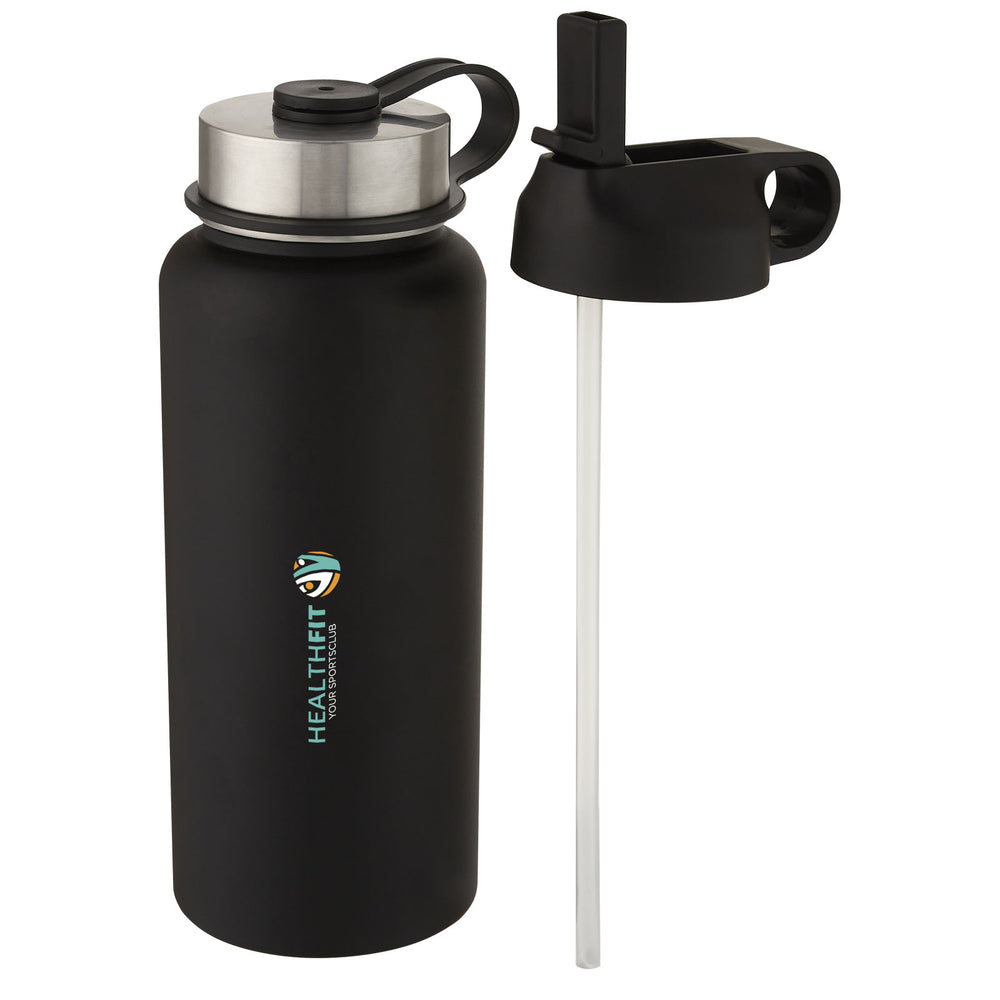 Branded Supra 1 L copper vacuum insulated sport bottle with 2 lids