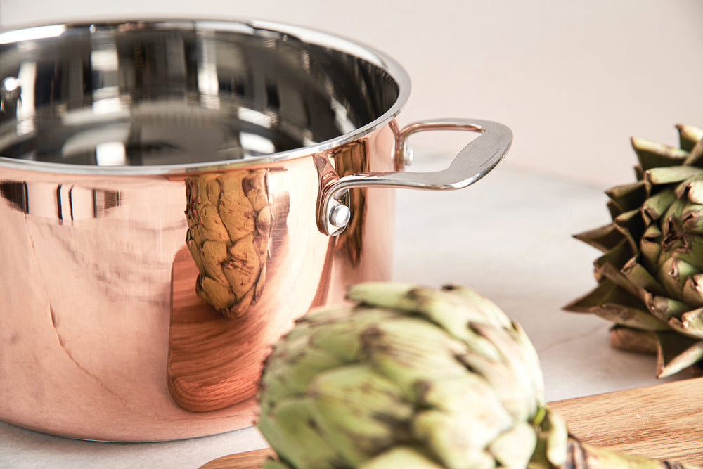 Branded VINGA Baron copper saucepan