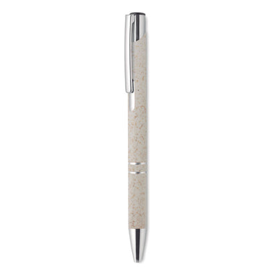 Wheat Straw/ABS push type pen with Rings in beige