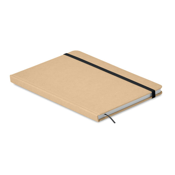 Branded A5 recycled notebook 80 lined with elastic strap