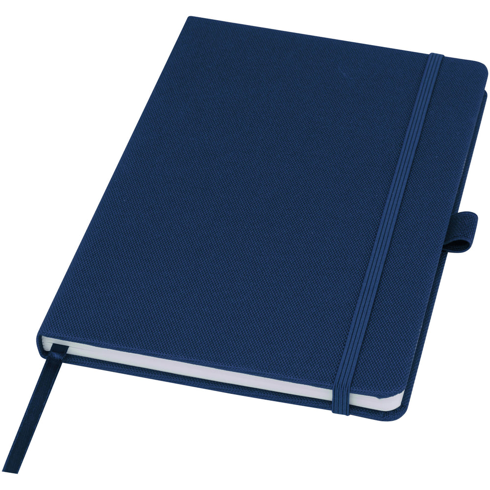 Branded Honua A5 recycled paper notebook with recycled PET cover