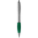 Nash ballpoint pen with silver barrel and green grip