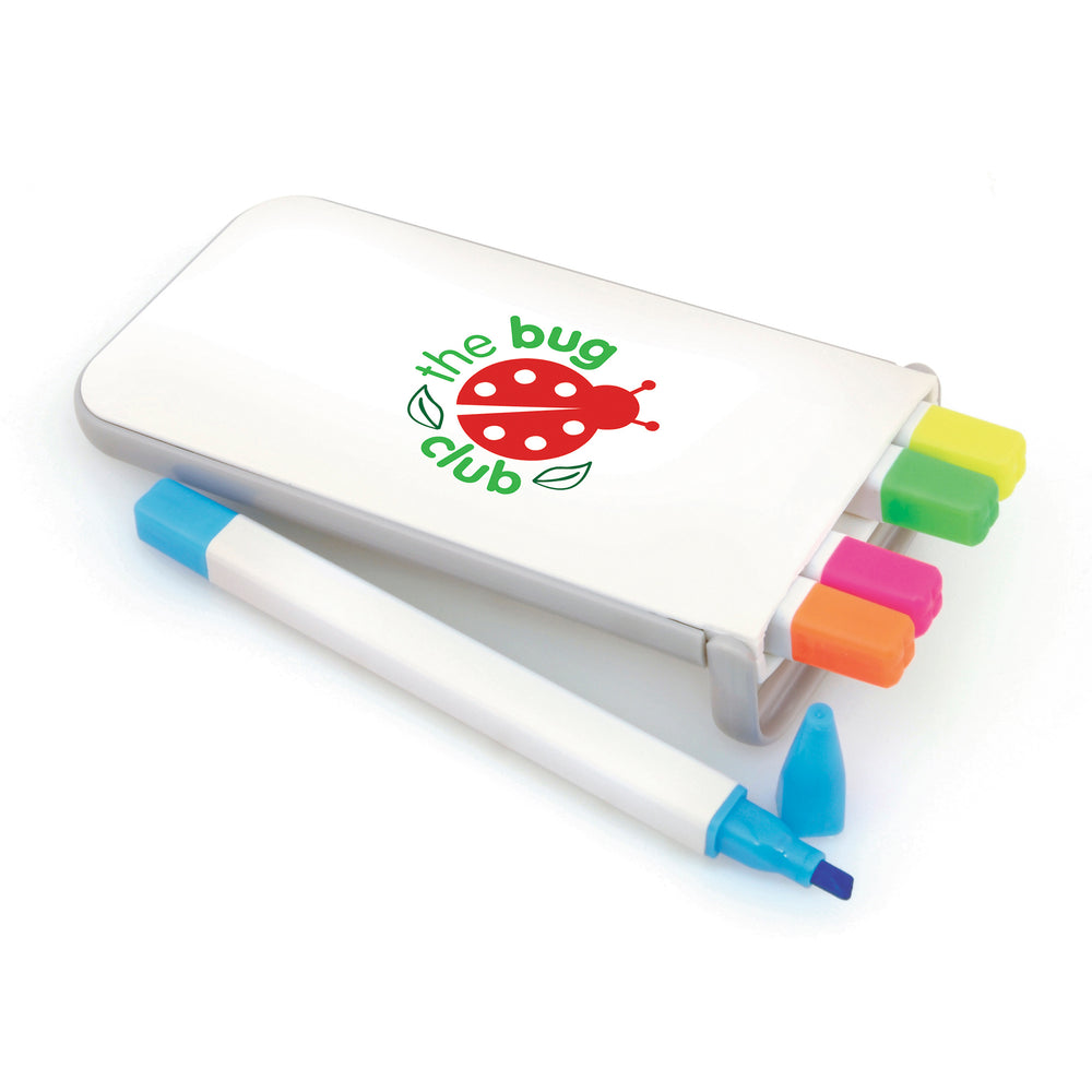Branded Buzz 5 pcs highlighter set in white case