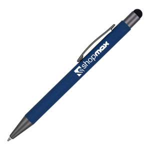 NEPTUNE STYLUS Soft Feel metal Ball Pen in blue with branding down the barrel