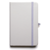 A6 White Notebook with bookmark, pen loop, closure.