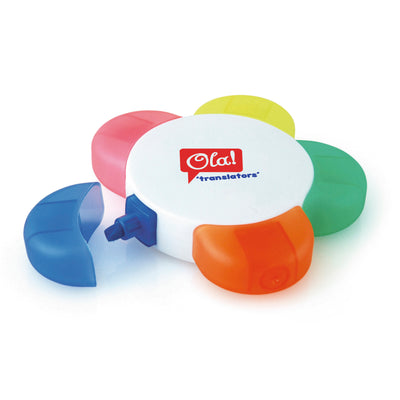 Branded FLOWER highlighter with 5 diferent colours