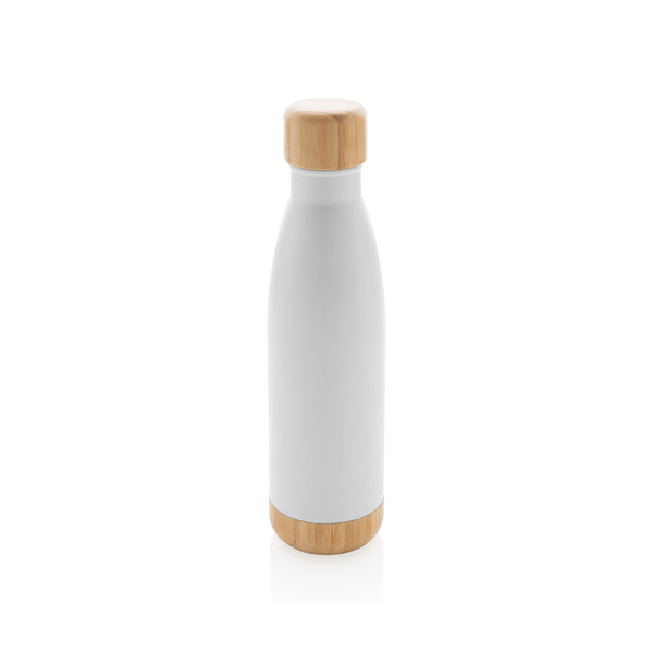 Vacuum stainless steel bottle with bamboo lid and bottom