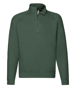 Fruit of the Loom Premium Zip Neck Sweatshirt Bottle Green