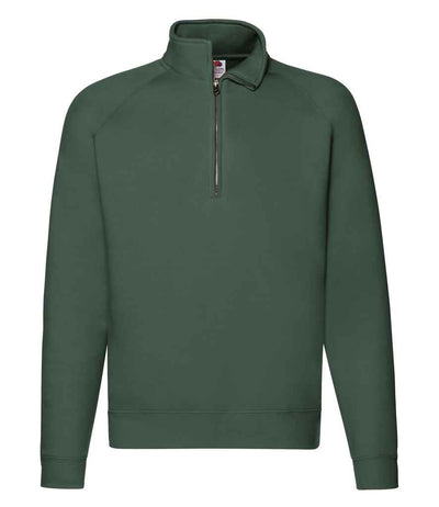 Fruit of the Loom Premium Zip Neck Sweatshirt Bottle Green