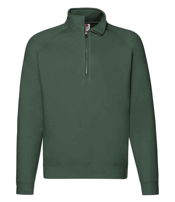 Fruit of the Loom Premium Zip Neck Sweatshirt Bottle Green