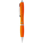 Nash ballpoint pen coloured barrel and grip in orange with branding down the barrel