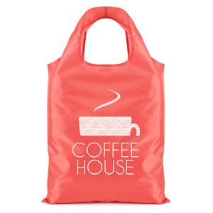 Foldable shopping bag in red with branding to the front