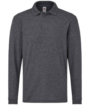 Fruit of the Loom Kids Long Sleeve Poly/Cotton Piqué Polo Shirt Dark Heather