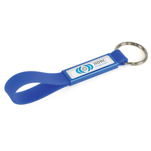 Silicon Loop Keychain With Aluminium Patch And Silver Split Ring