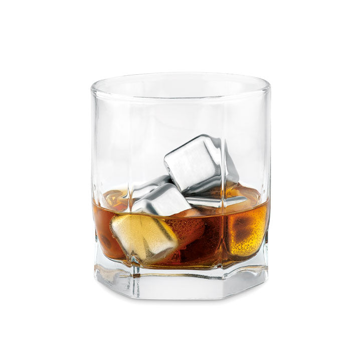 Branded Set of 4 SS ice cubes in pouch