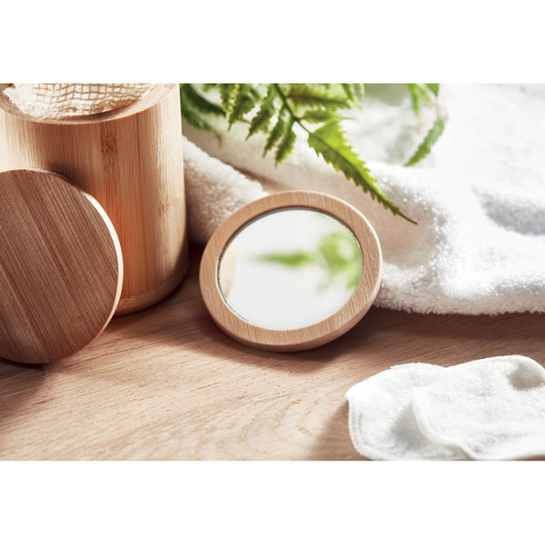 Branded Bamboo make-up mirror