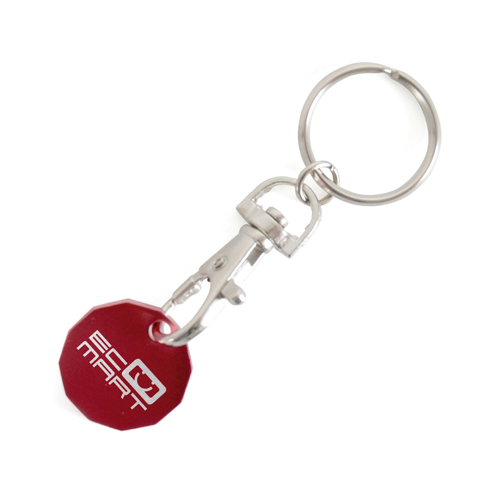 Branded Aluminium 12-sided GBP Trolley Coin On Trigger Clip + Split Ring