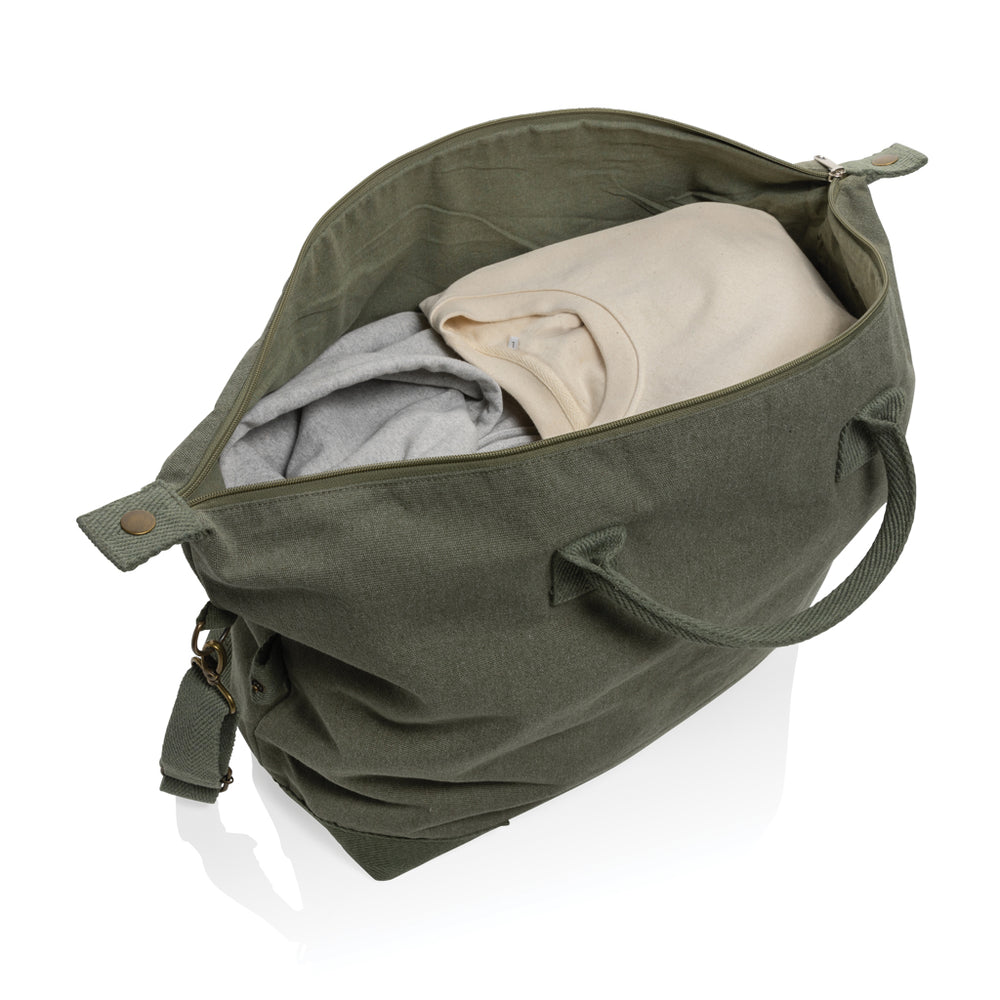 Branded Kezar AWARE™ 500 gsm recycled canvas deluxe weekend bag