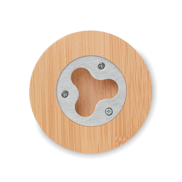 Branded Bamboo bottle opener/ coaster