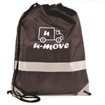 Branded Fluorescent drawstring bag with reflective strip. 210D polyester