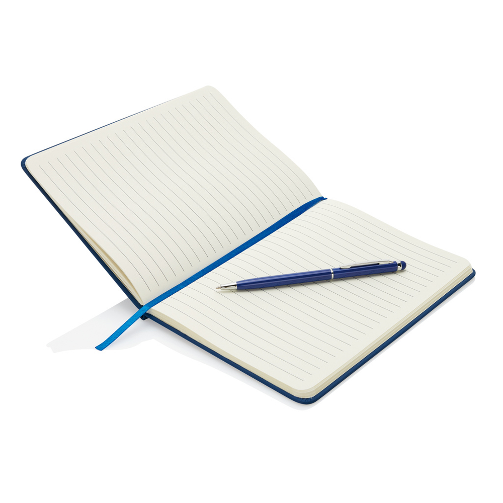 Branded Standard hardcover PU A5 notebook with stylus pen