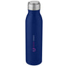 Branded Harper 700 ml stainless steel water bottle with metal loop