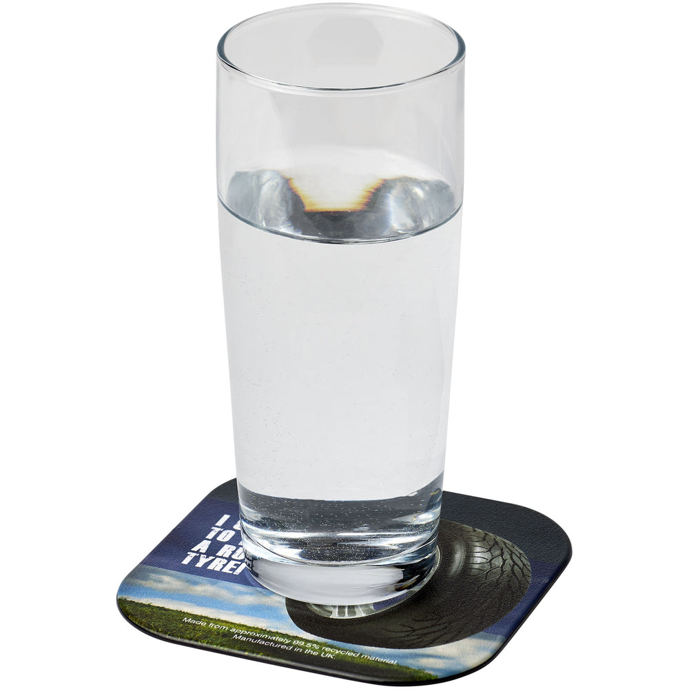 Branded Brite-Mat® square coaster with tyre material