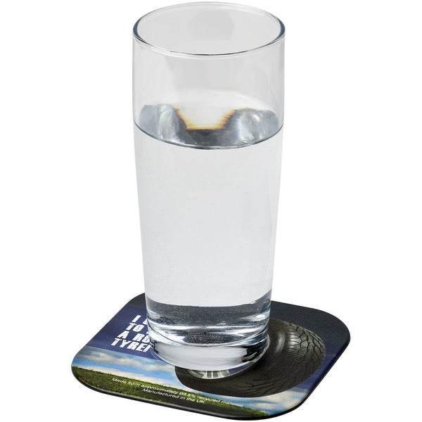 Branded Brite-Mat® square coaster with tyre material