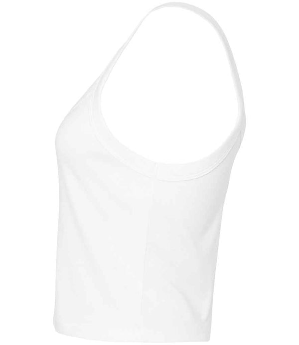Bella Ladies Micro Rib Spaghetti Strap Tank Top Solid White Blend
