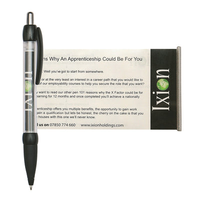 Droop Banner message pen in black with branding to the banner