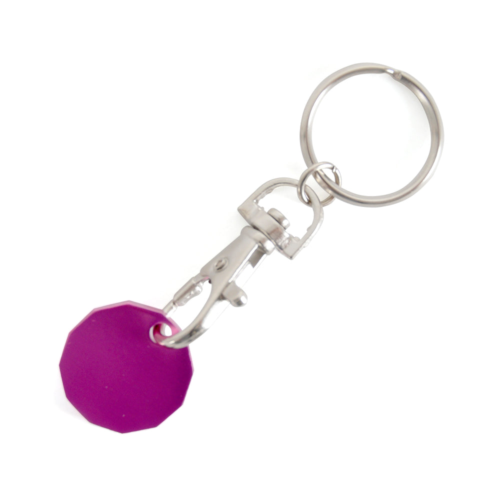 Branded Aluminium 12-sided GBP Trolley Coin On Trigger Clip + Split Ring