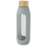 Branded Tidan 600 ml borosilicate glass bottle with silicone grip