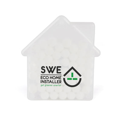 Branded Plastic HOUSE SHAPED mint container.