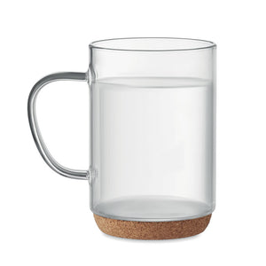 Glass mug 400ml with cork base