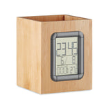 Branded Bamboo penholder and LCD clock