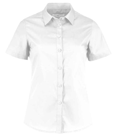 Kustom Kit Ladies Short Sleeve Tailored Poplin Shirt White