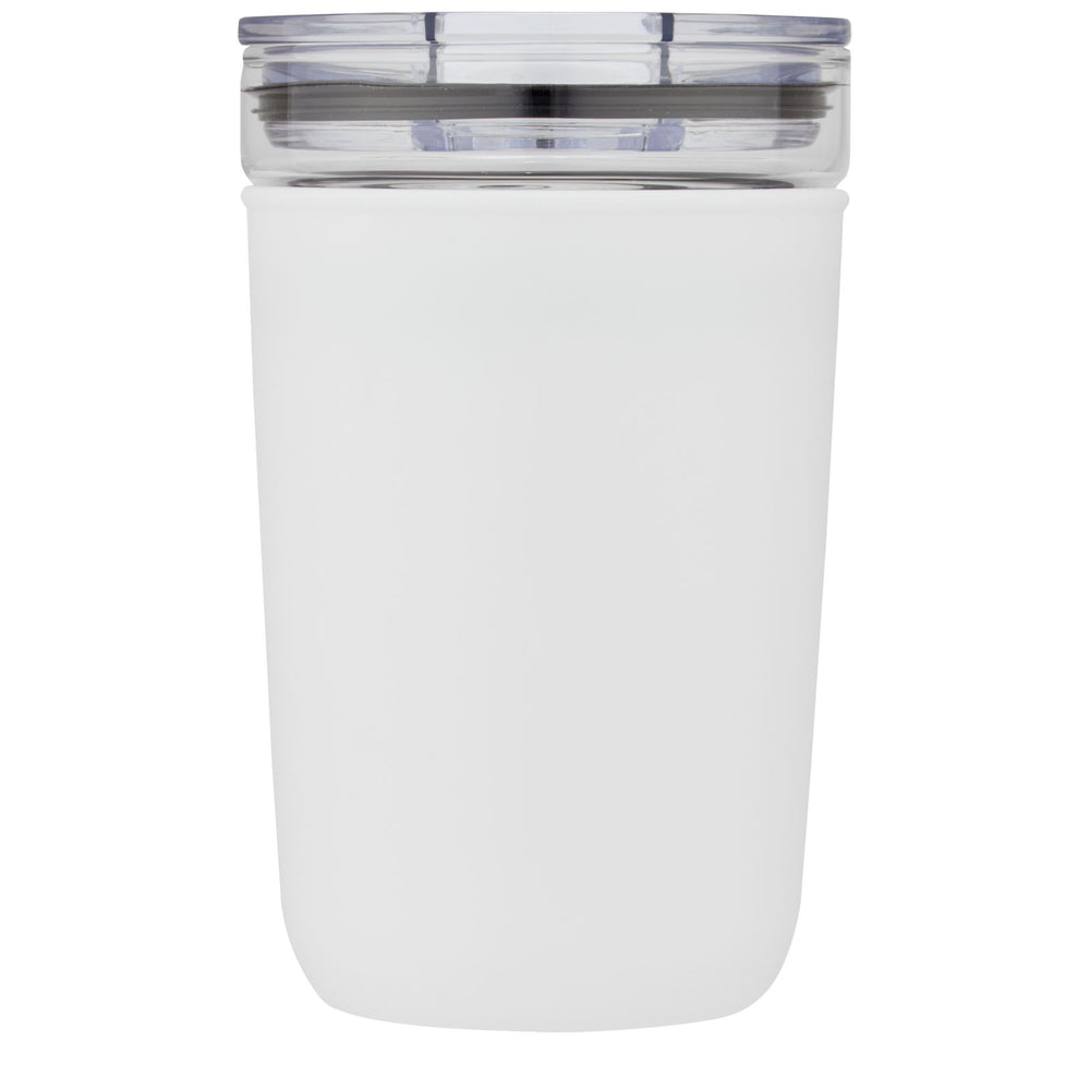 Branded Bello 420 ml glass tumbler with recycled plastic outer wall