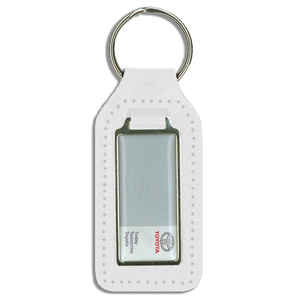 Branded Long Square Shaped Keyfob with Domed Medallion