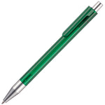 CAYMAN Translucent ball pen with chrome trim in green