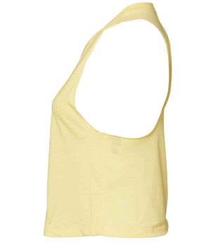 Bella Ladies Racer Back Cropped Tank Top Heather French Vanilla
