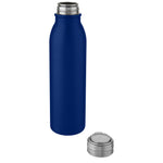 Branded Harper 700 ml stainless steel water bottle with metal loop