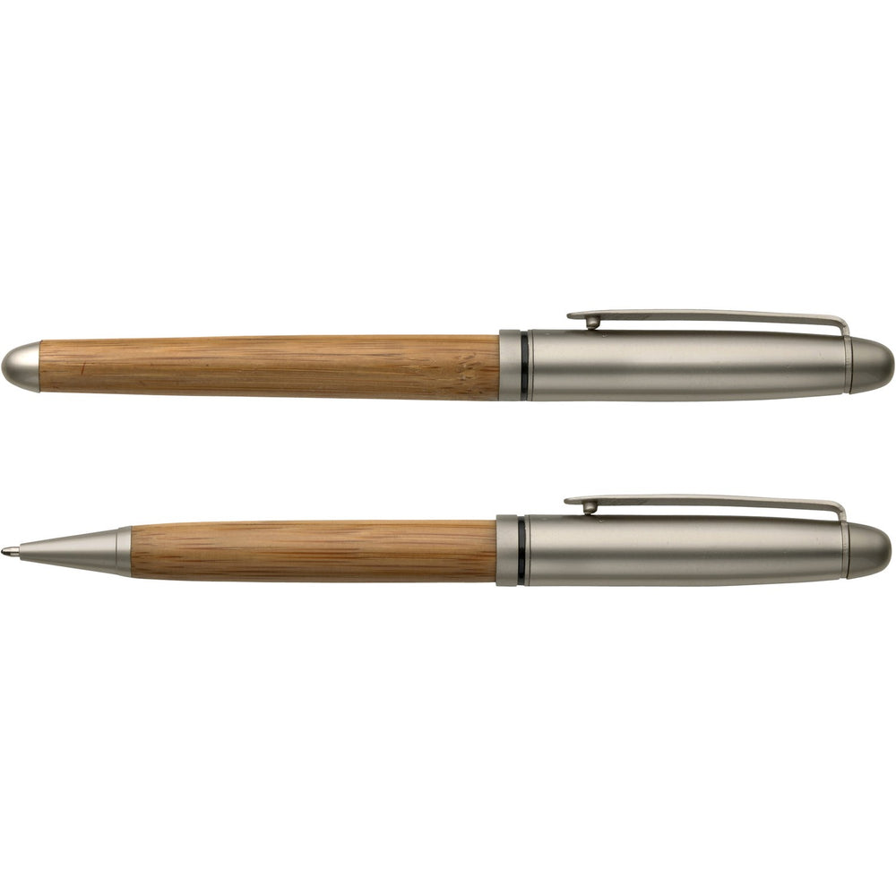 Quercetum Bamboo ballpen and rollerball pen set