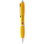 Nash ballpoint pen coloured barrel and grip in yellow with branding down the barrel