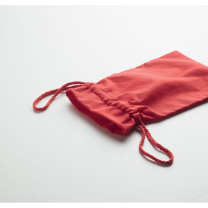 Small Cotton draw cord bag in red 