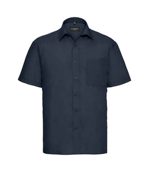 Russell Collection Short Sleeve Easy Care Poplin Shirt French Navy