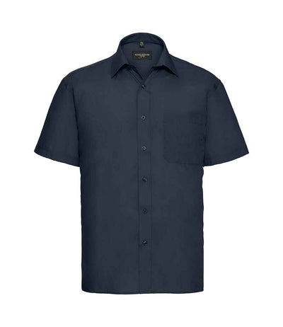 Russell Collection Short Sleeve Easy Care Poplin Shirt French Navy