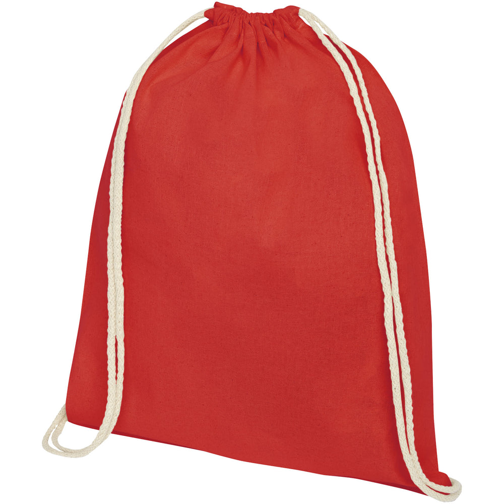 Branded Oregon 140 g/m² cotton drawstring backpack 5L